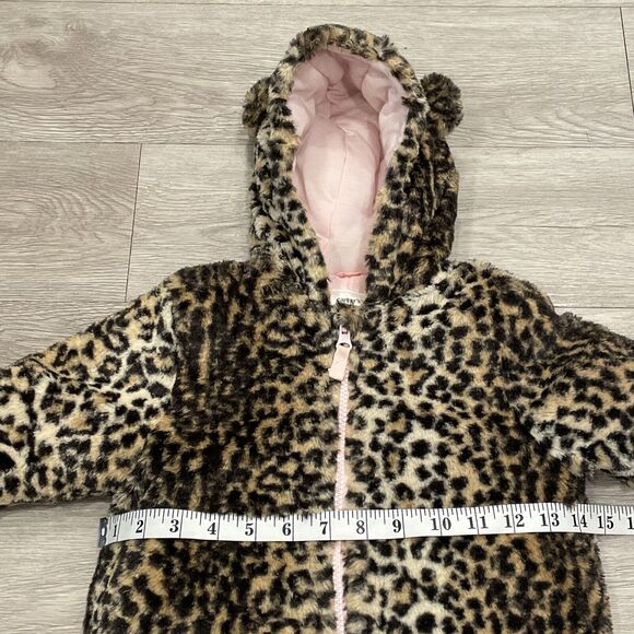 Baby Snowsuit 6-9 Months Toddlers Fleece Outdoors Hooded Coat Cheetah Animal - Picture 3 of 7